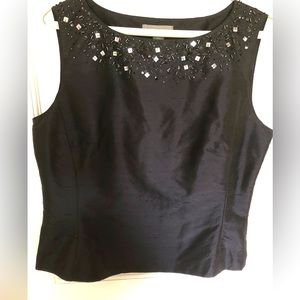 Kate Hill Black Sequin Top with Scoop Neck